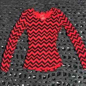 Red and Black Striped Long-Sleeve T-Shirt